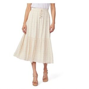 PAIGE Women's Jessalyn Midi Skirt Chic Tassel Tie Light and Airy in White Multi